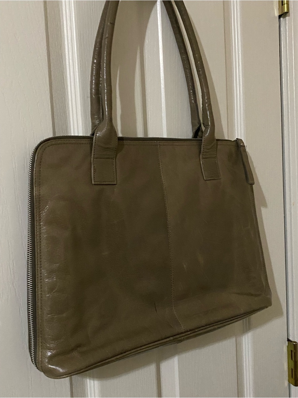 Latico Leather Green Tote Bag Zip Top Shoulder Bag Floral Lining